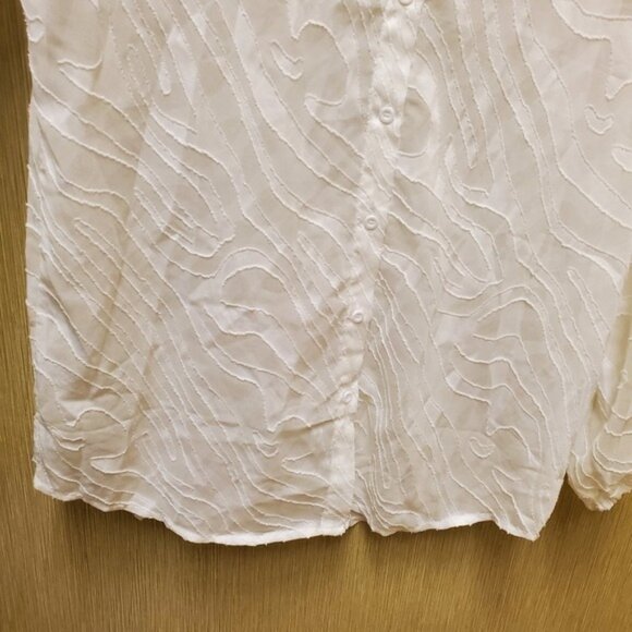 NWOT Zebra Print Semi Sheer Tunic Bishop Sleeve Size Lg - Picture 11 of 12